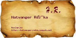 Hatvanger Réka névjegykártya
